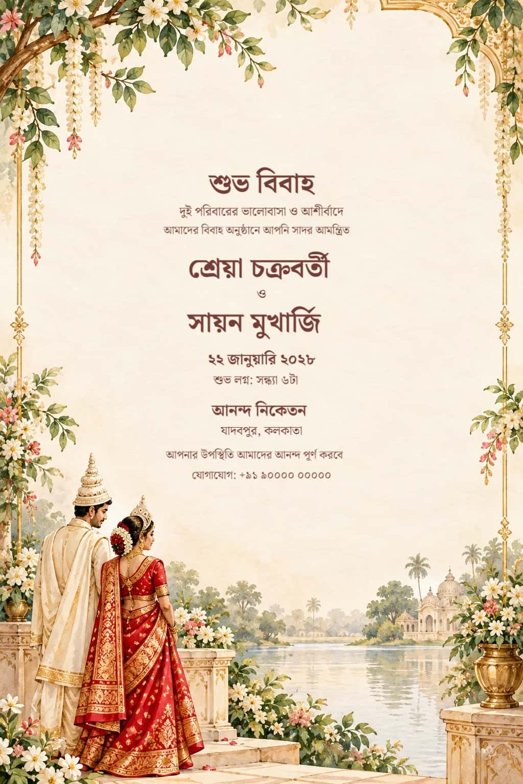 Bengali Bengali Bridal Garden Wedding Invitation