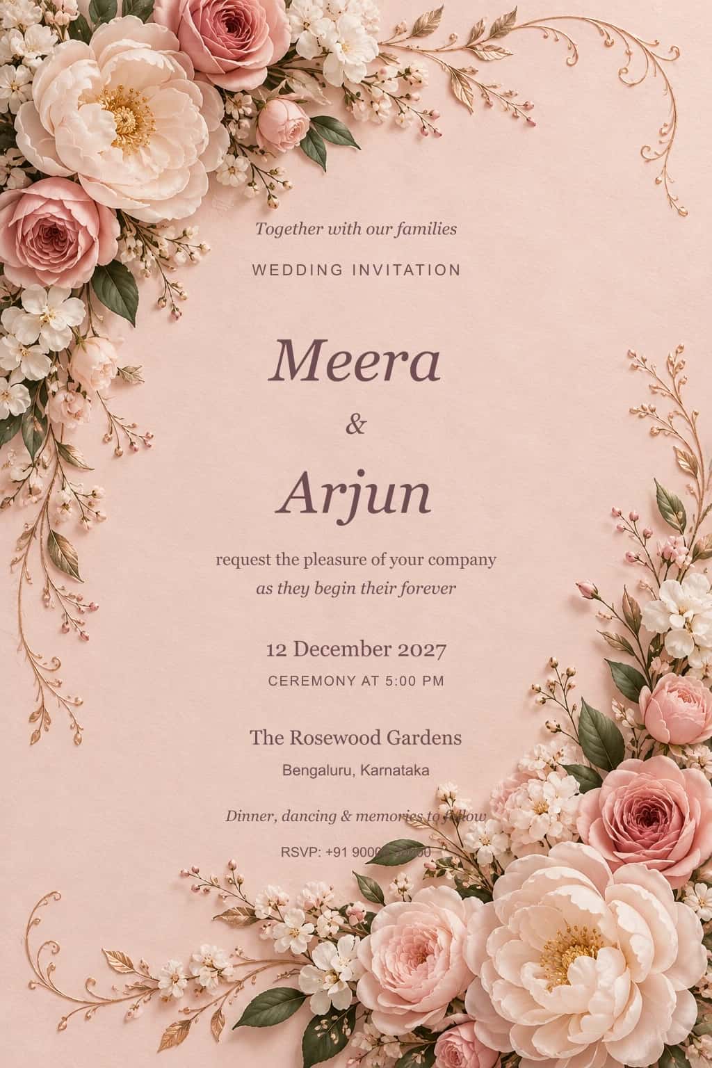 Blush Silk Romance Wedding Invitation