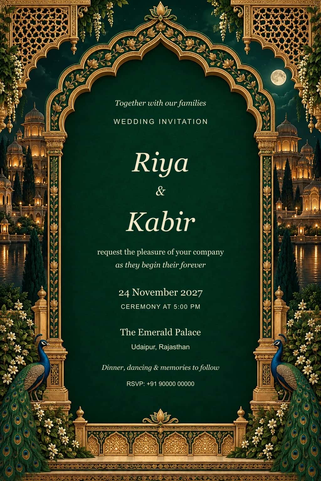 Emerald Palace Nocturne Wedding Invitation