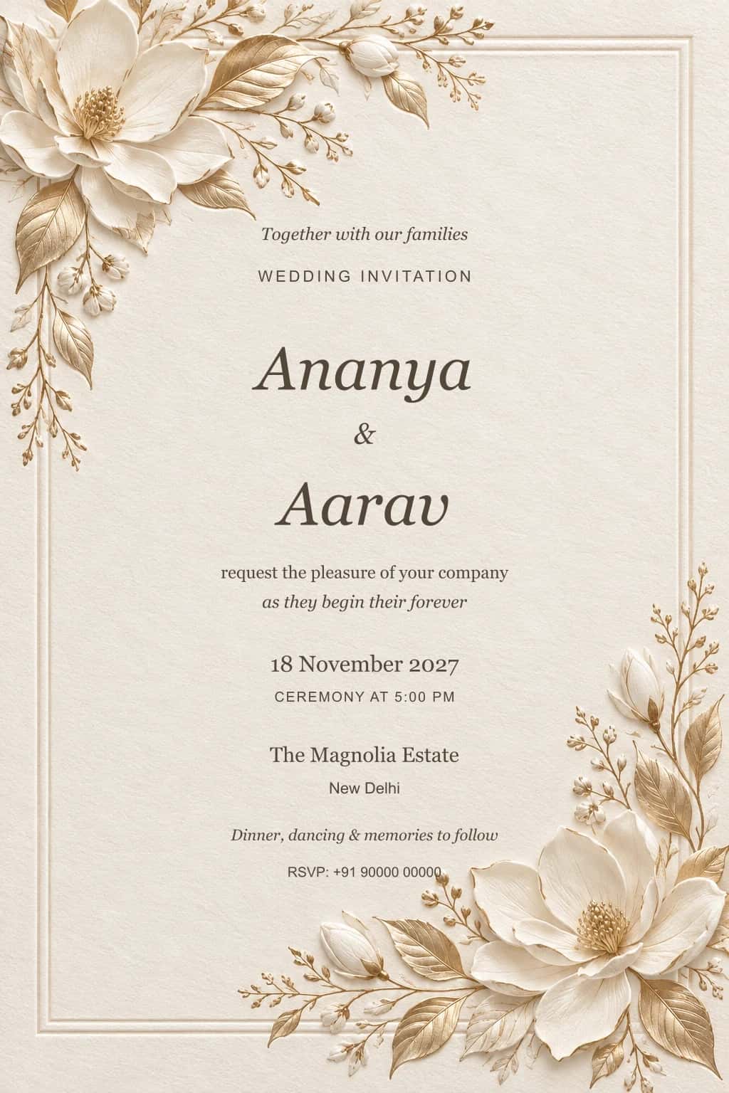 Ivory Magnolia Atelier Wedding Invitation
