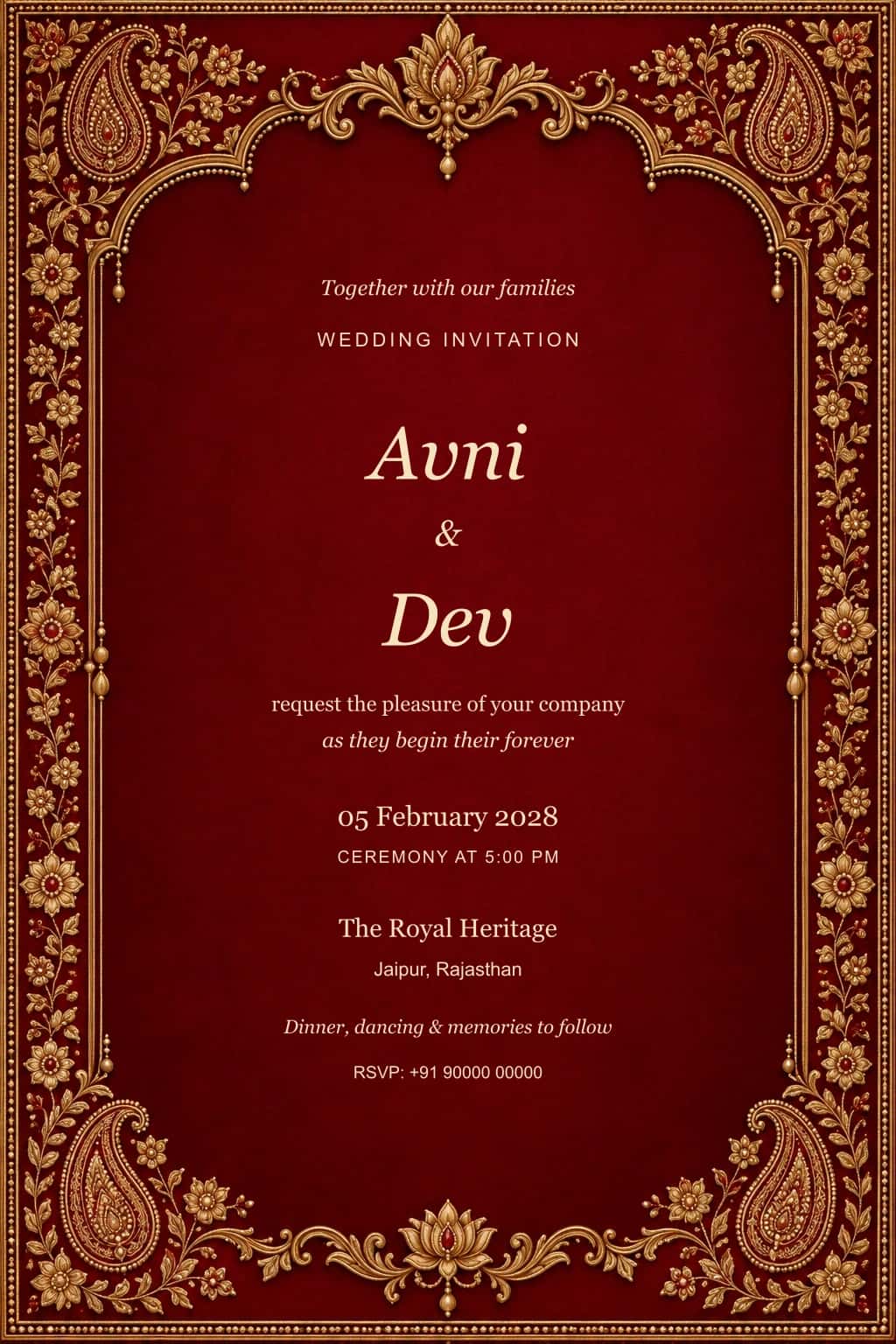 Royal Ruby Heritage Wedding Invitation