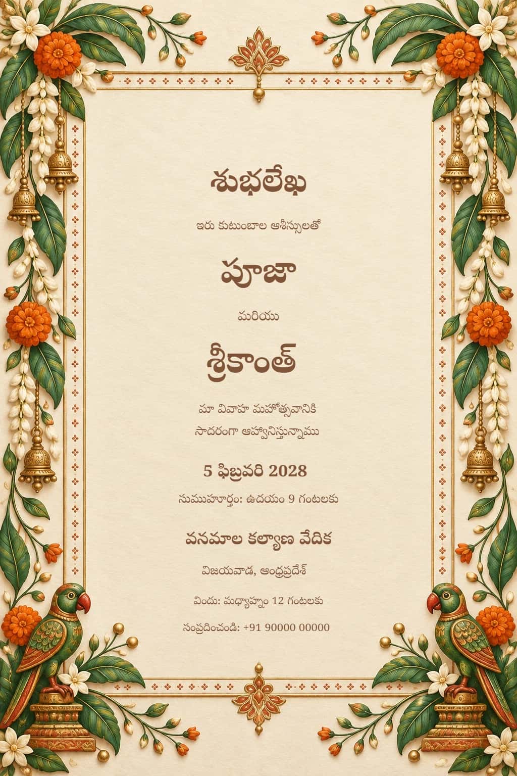 Telugu Kondapalli Garden Wedding Invitation