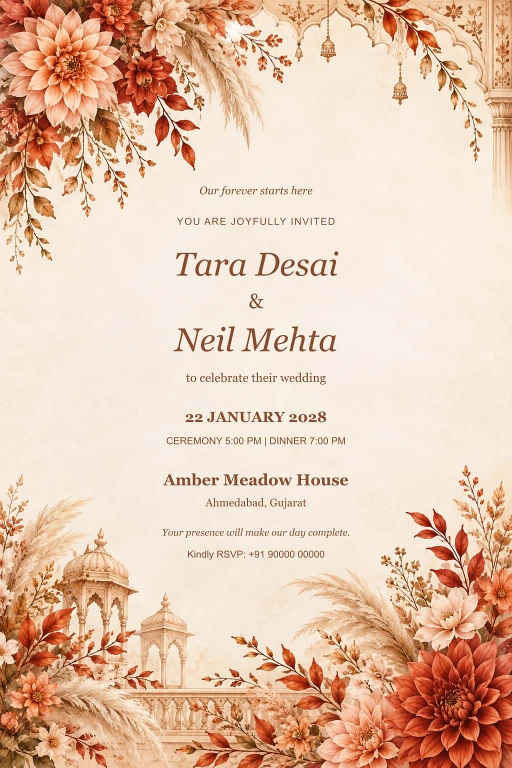 Terracotta Meadow Wedding Invitation