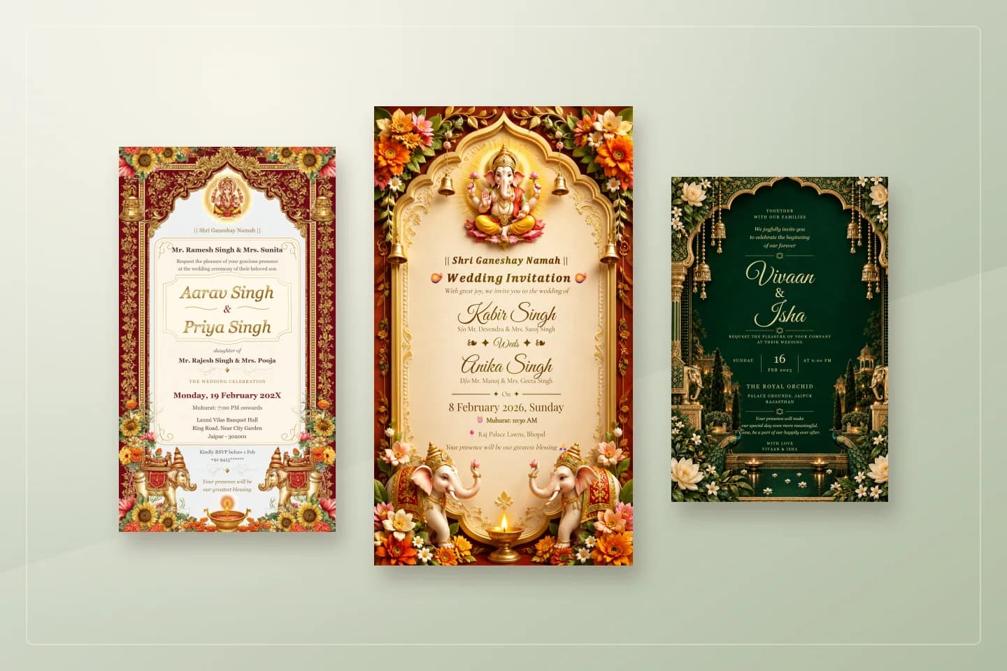 Sample designs for when to combine PDF pages for wedding documents