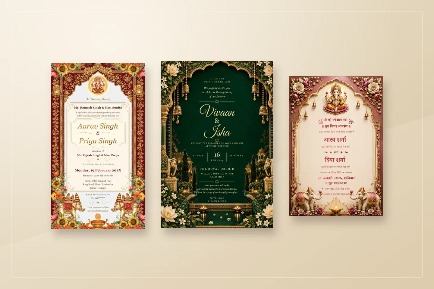 Sample designs for how to choose wedding invitation cards that feel like you