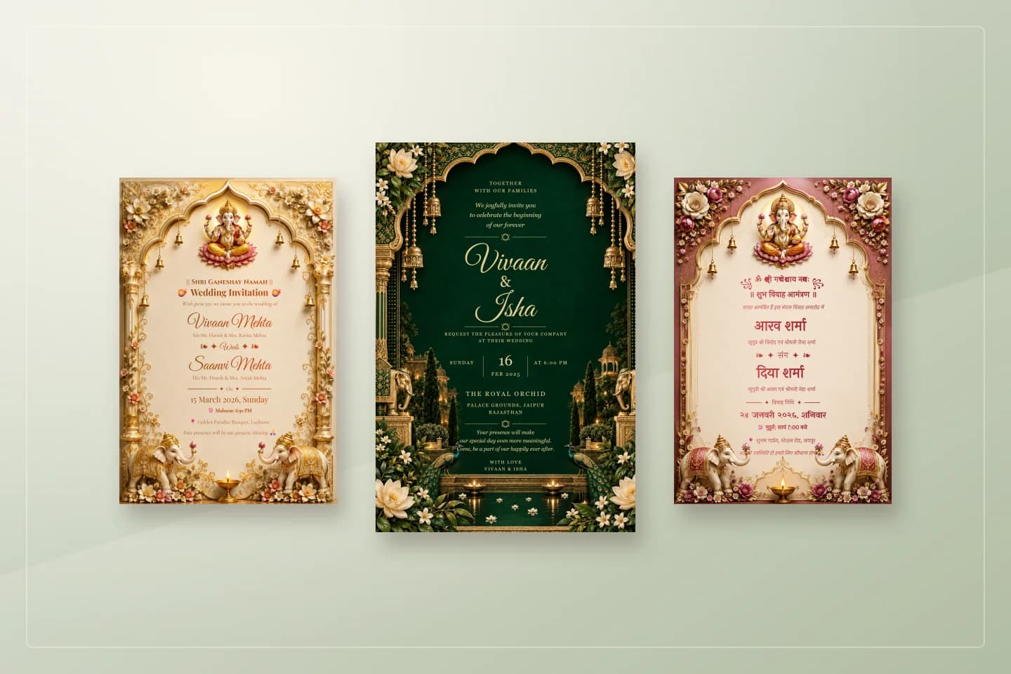 Sample designs for how to prepare invitation images and PDFs before sharing
