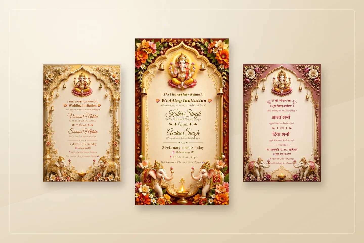 Sample designs for how to turn JPG invitations into a PDF