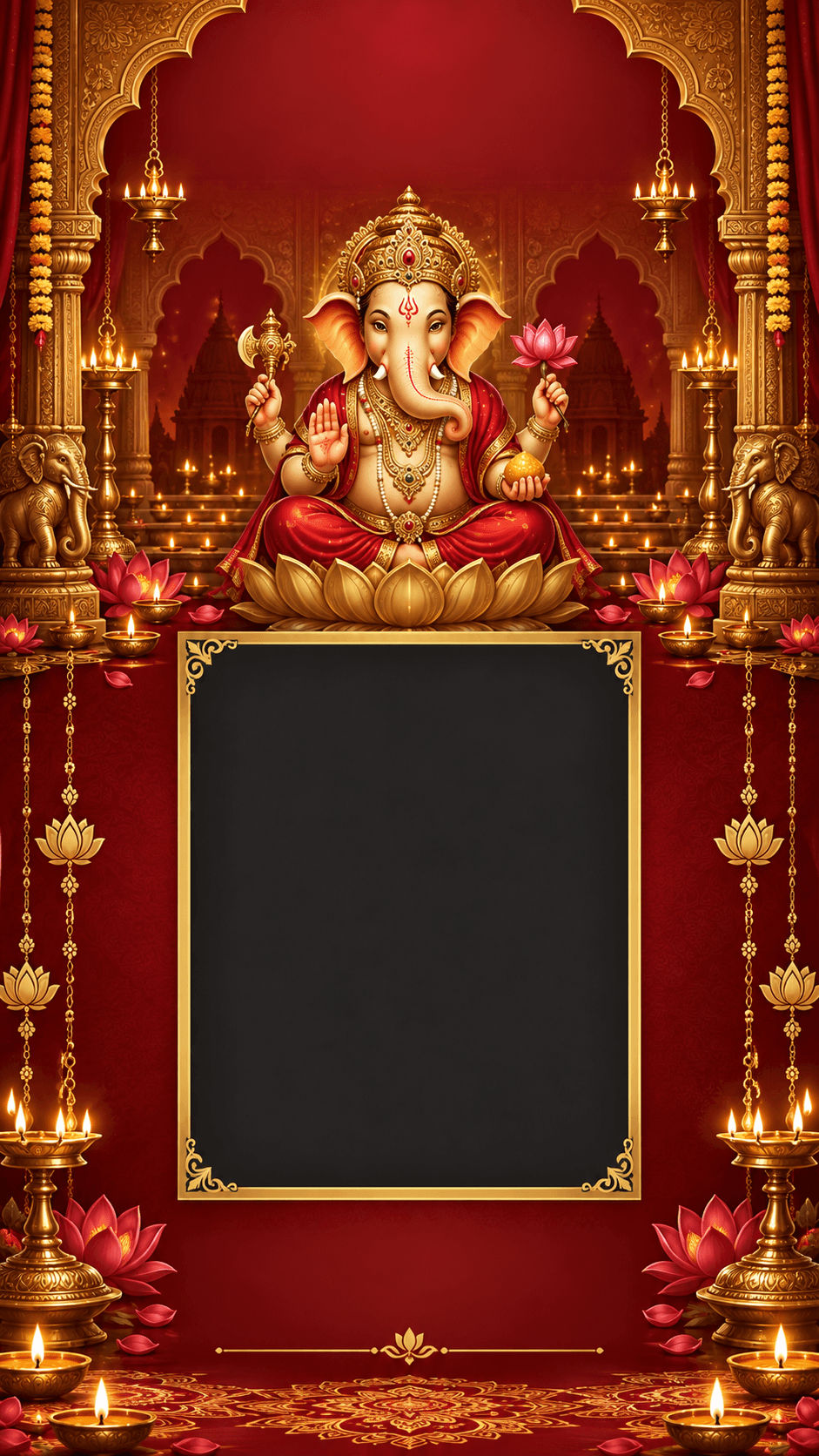 Shri Ganesha Diwali Blessings editable festival status template
