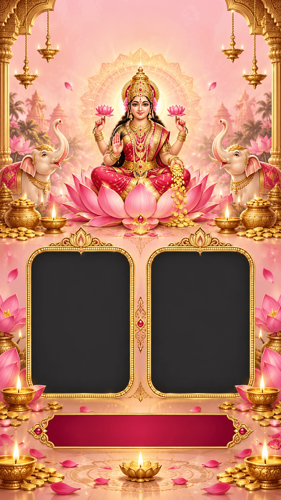Shri Lakshmi Lotus Blessings editable festival status template