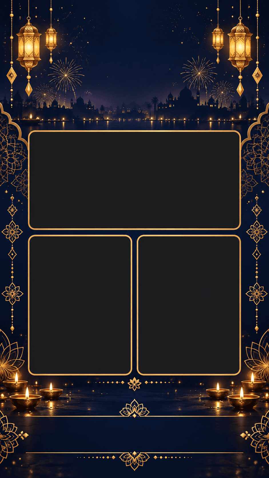 Midnight Fireworks Collage editable festival status template