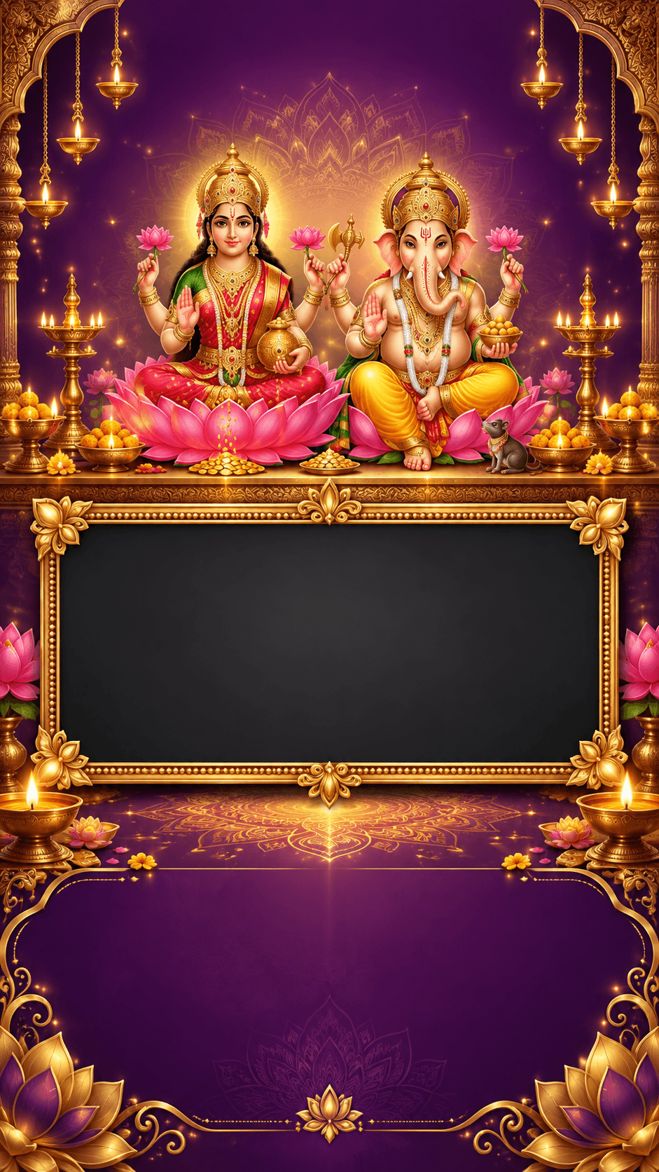 Lakshmi Ganesha Celebration editable festival status template