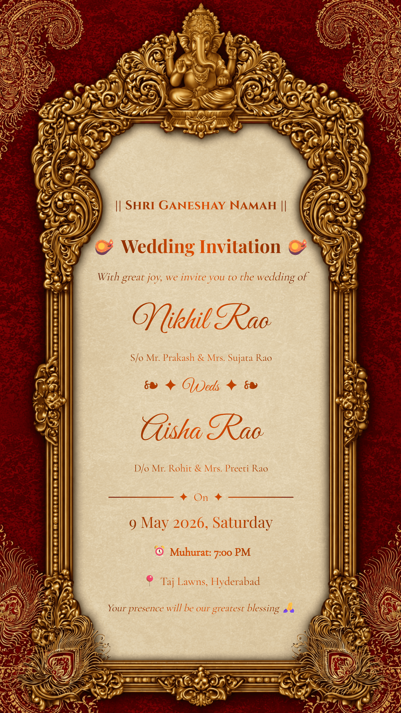 Premium Hindu Wedding Invitation Card 6