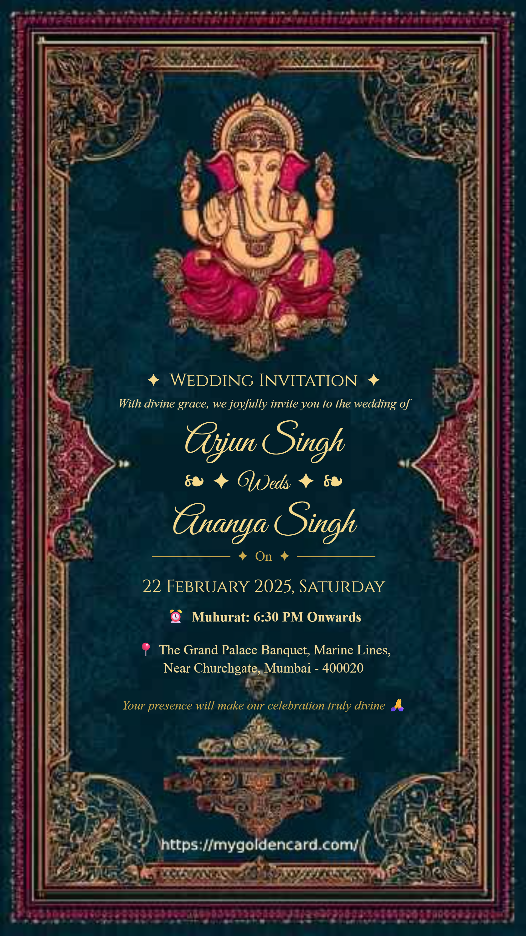Minimal style Ganesh Hindu wedding invitation card