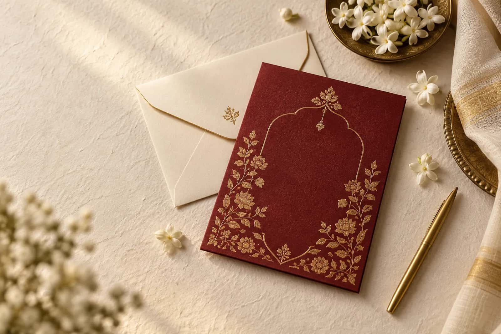 Ganesh themed Indian wedding invitation card