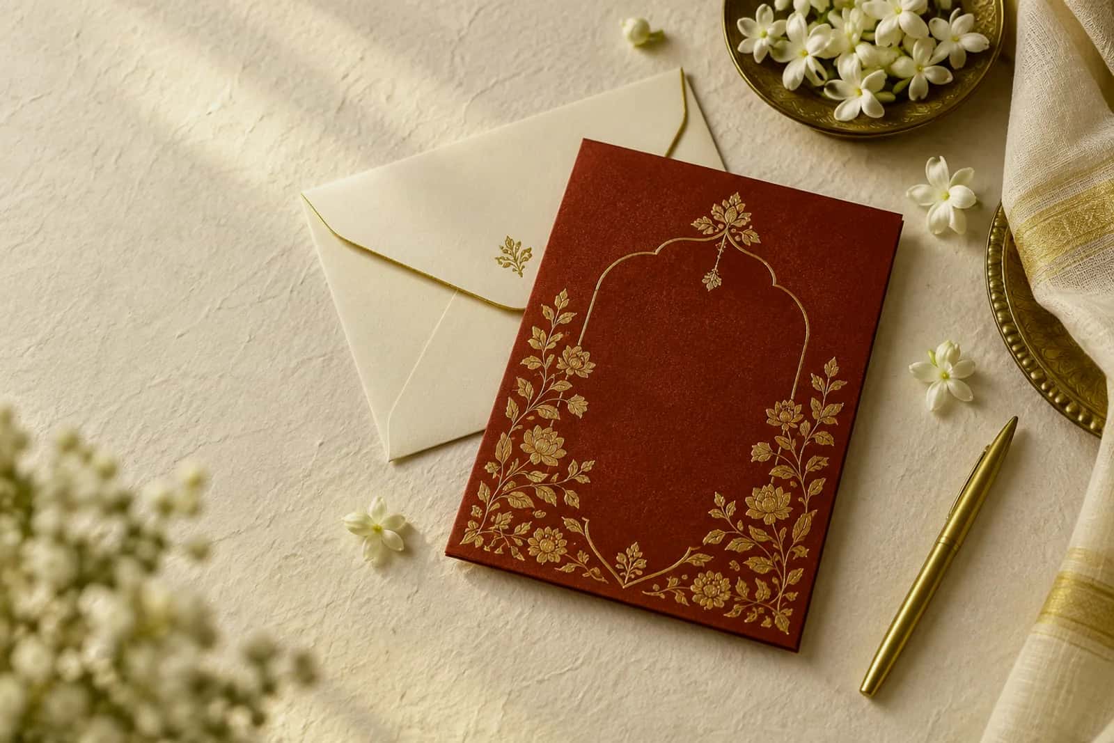 Elegant invitation card and envelope