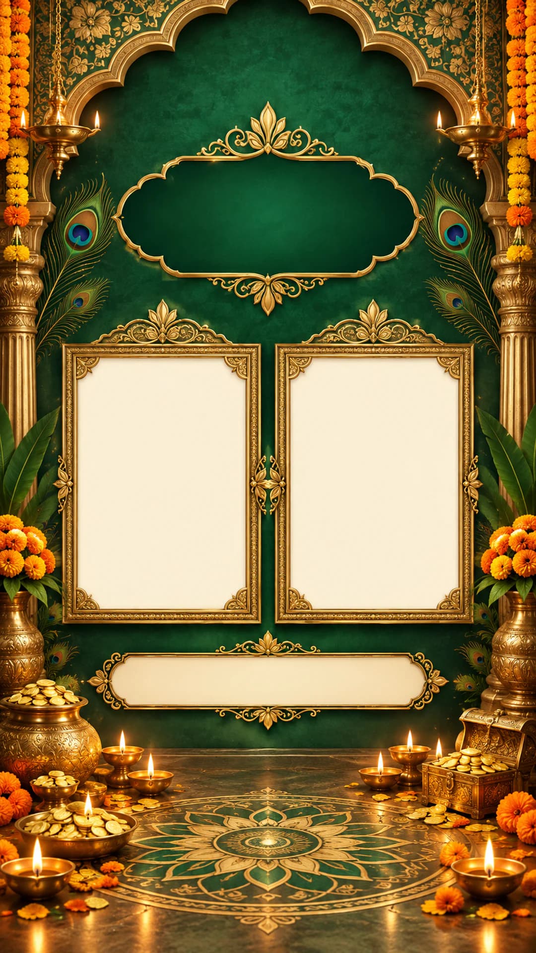 Emerald Peacock Dhanteras editable festival status template