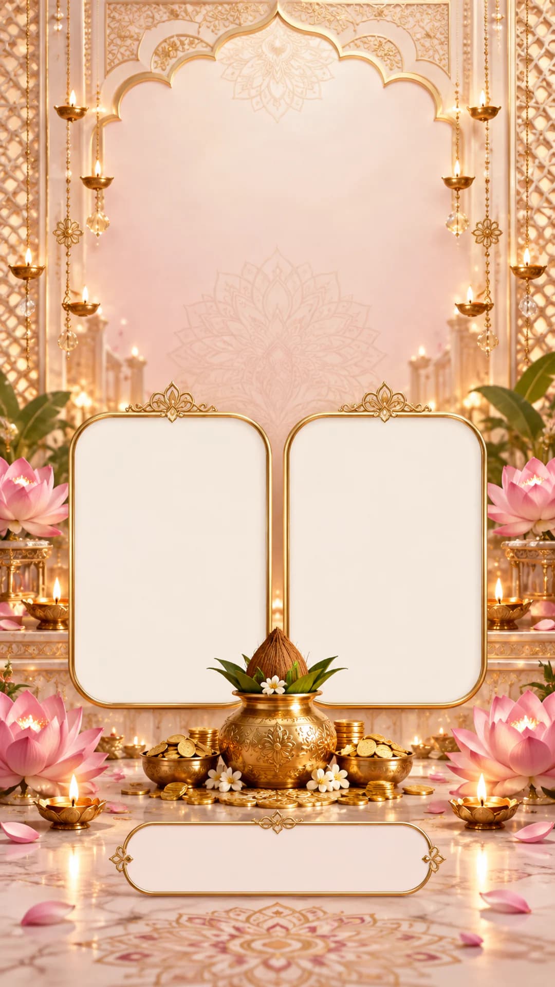 Rose Gold Lotus Wishes editable festival status template