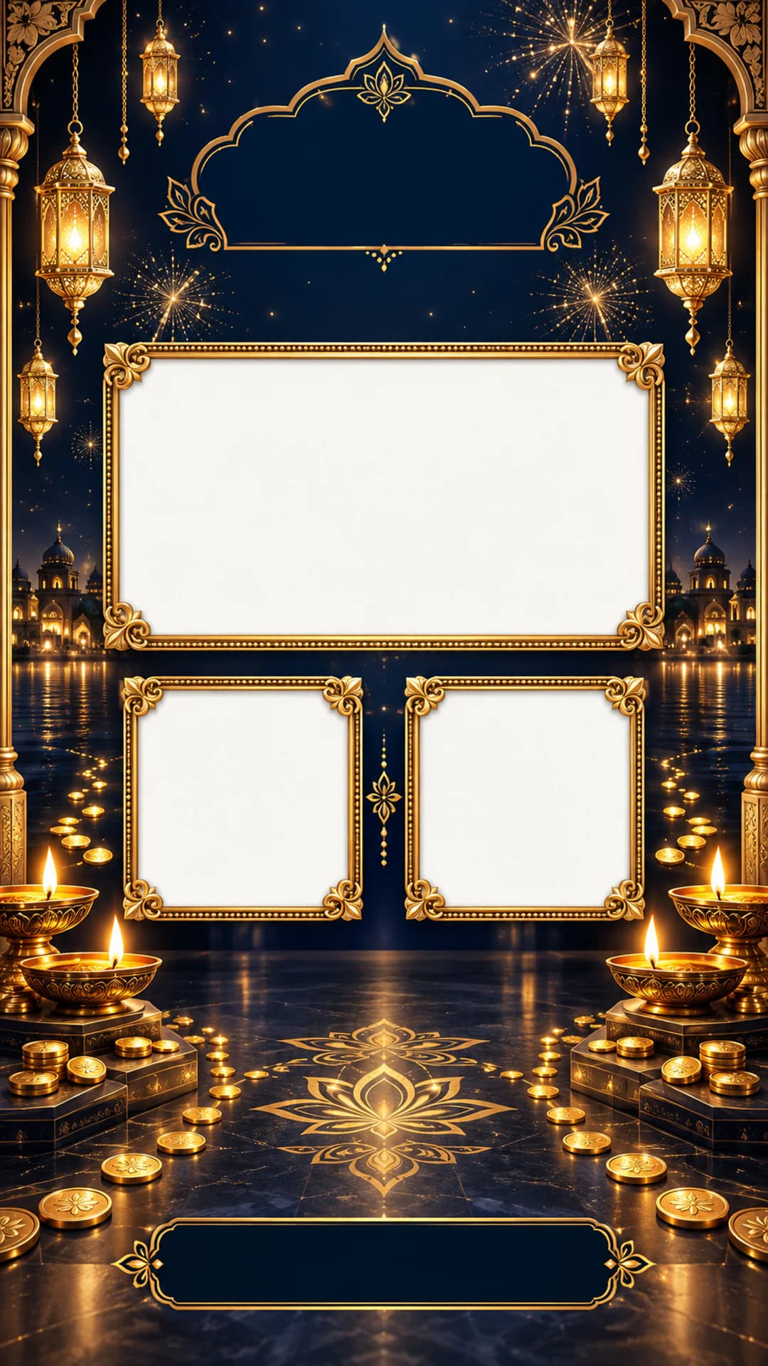 Midnight Gold Dhanteras Collage editable festival status template