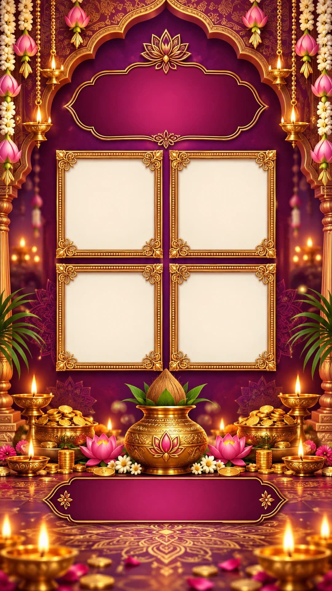 Royal Lotus Family Wishes editable festival status template