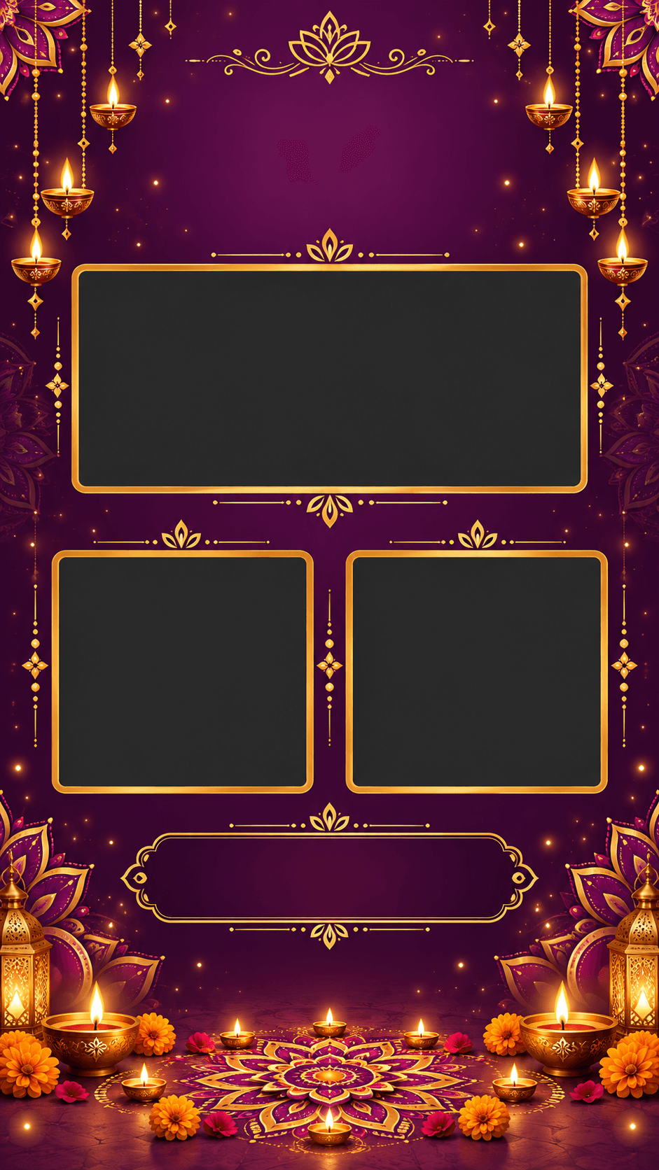 Royal Purple Diwali Wishes editable festival status template