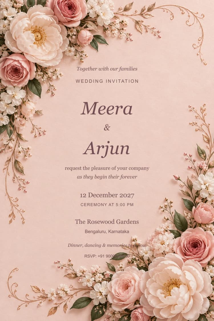 Blush Silk Romance Wedding Invitation