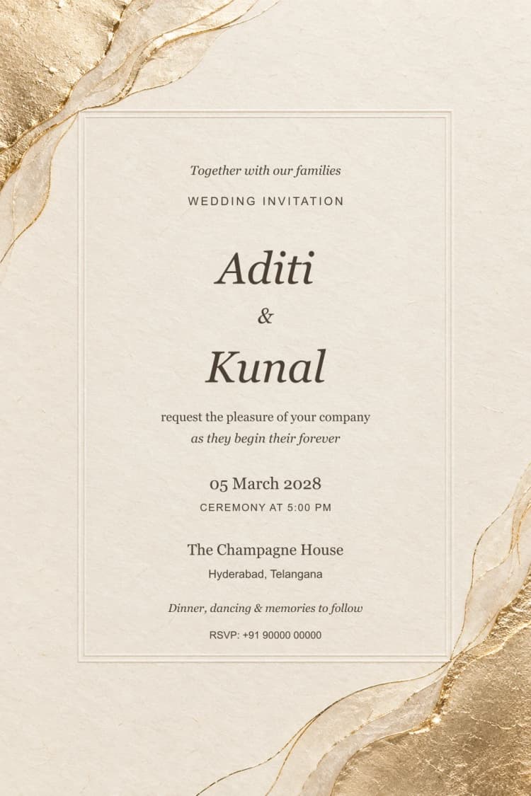 Champagne Editorial Wedding Invitation