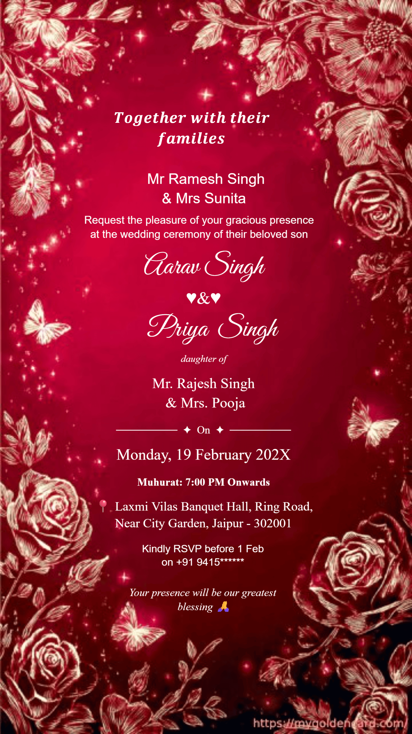 Classic Wedding Card Luxury Gold Design