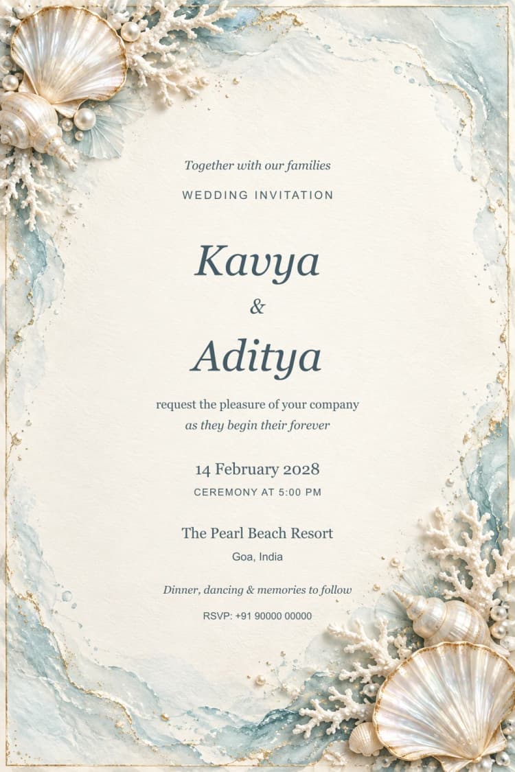 Coastal Pearl Serenity Wedding Invitation