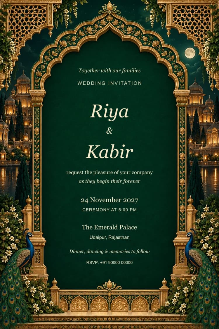 Emerald Palace Nocturne Wedding Invitation