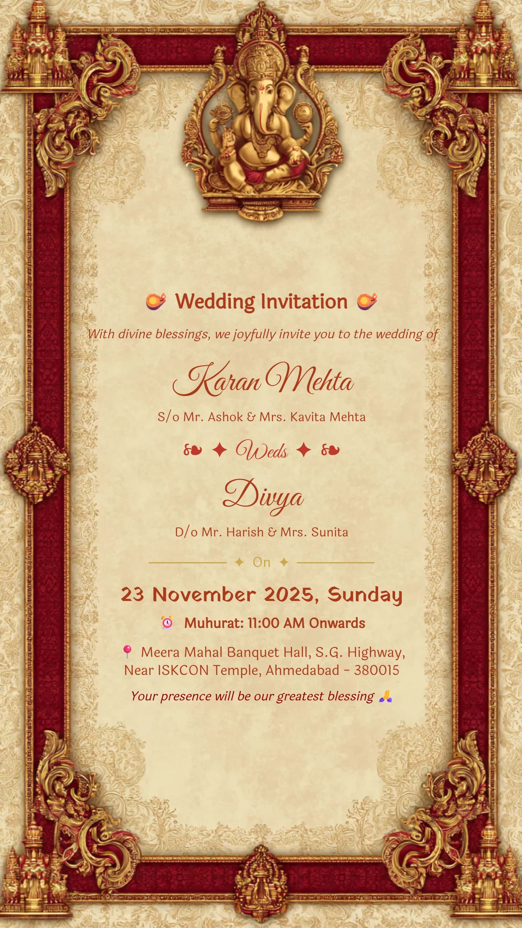 Ganesh Floral Invitation 16