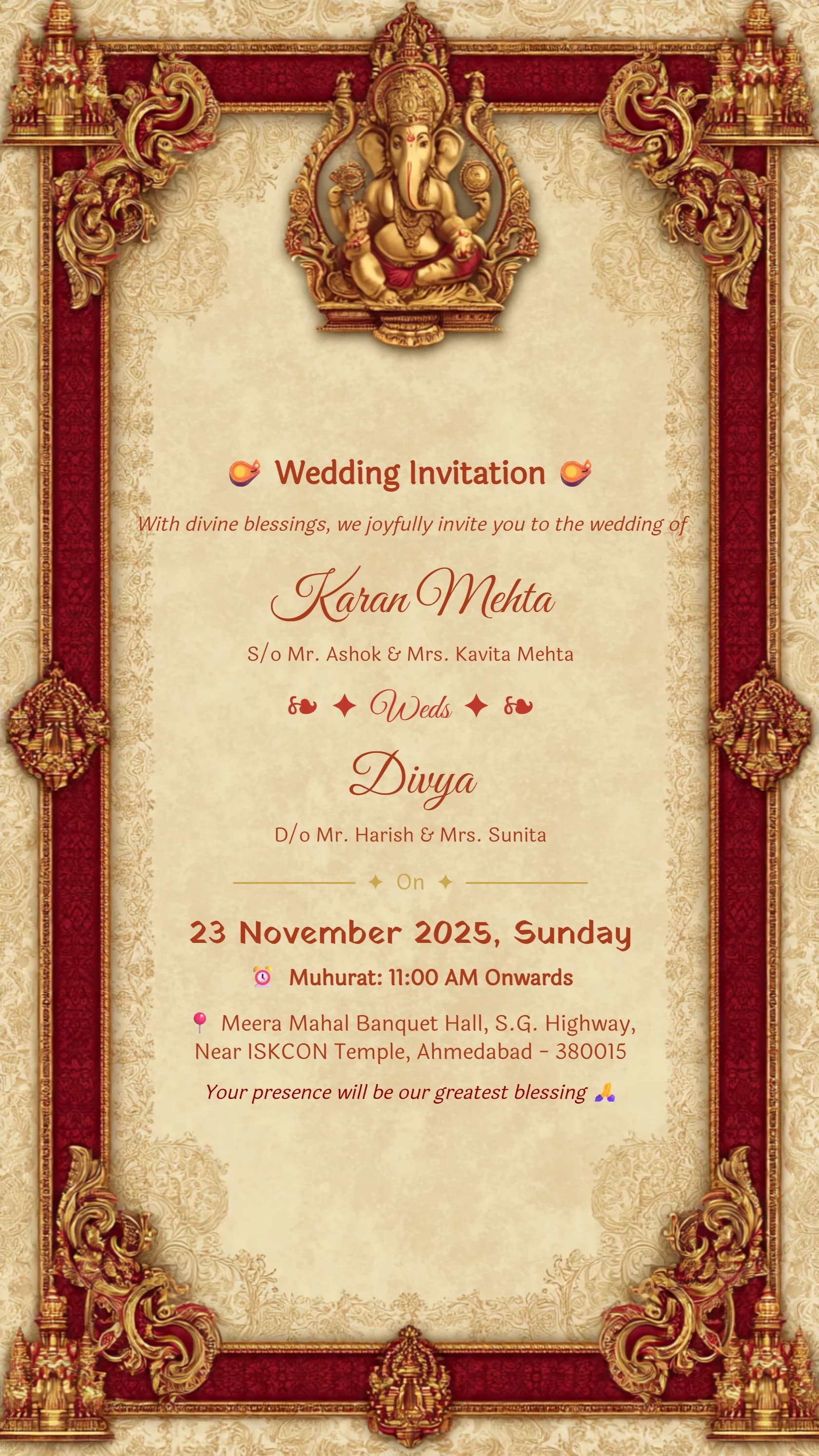 Ganesh Floral Wedding Invitation