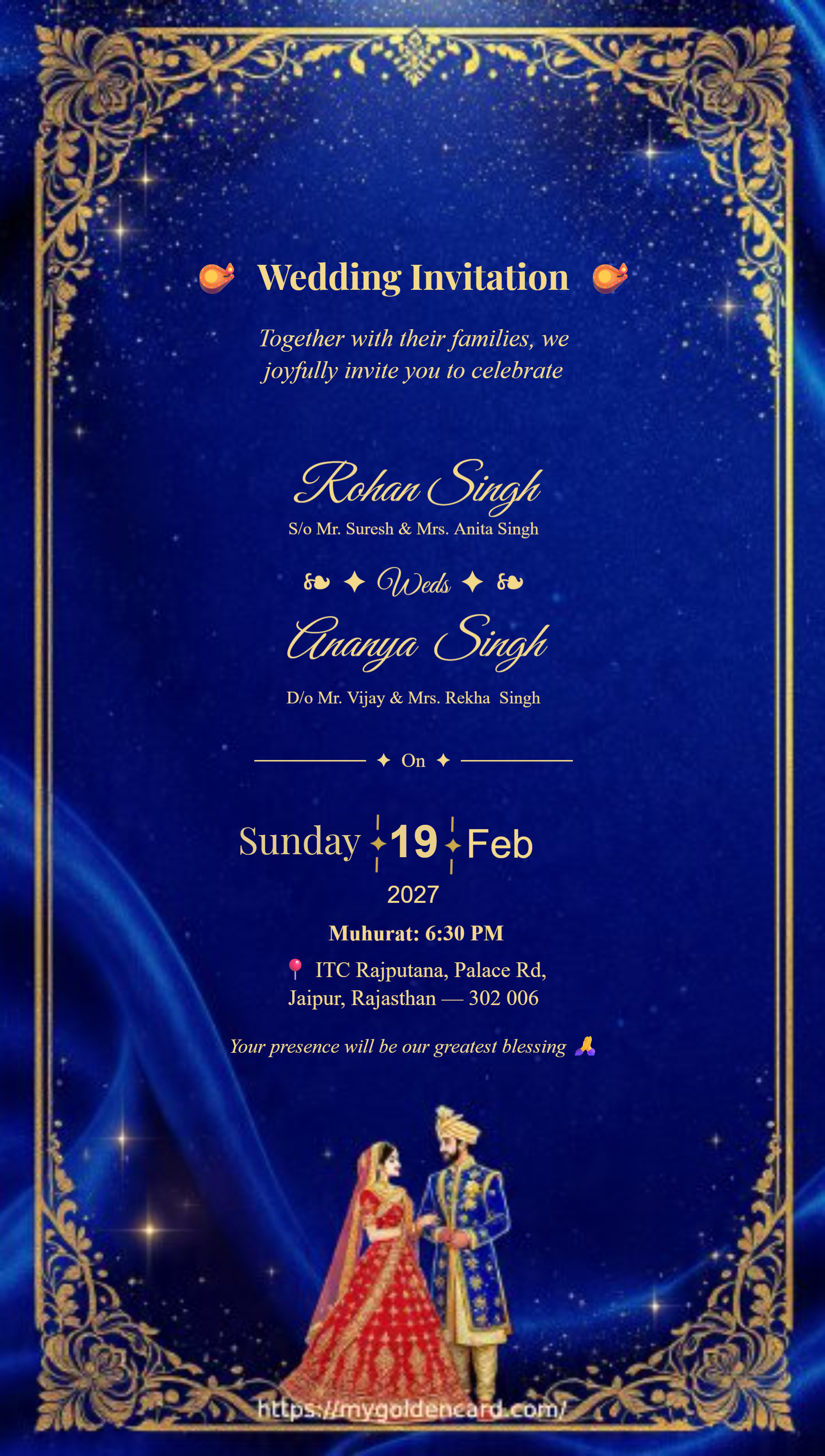 Royal Blue Background with Gold Border