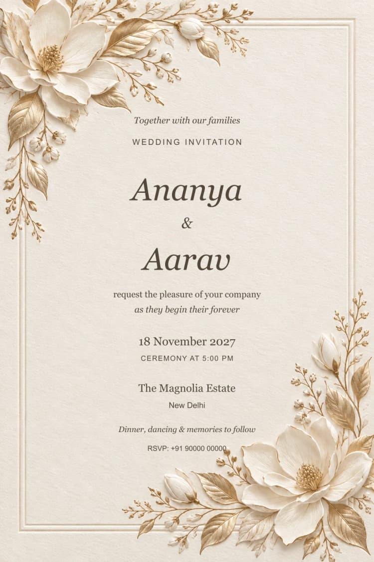 Ivory Magnolia Atelier Wedding Invitation