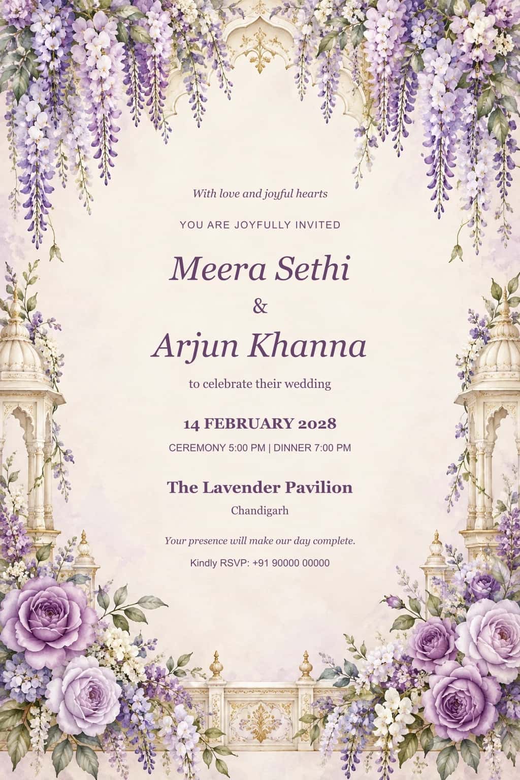 Lavender Vows Floral Wedding Invitation