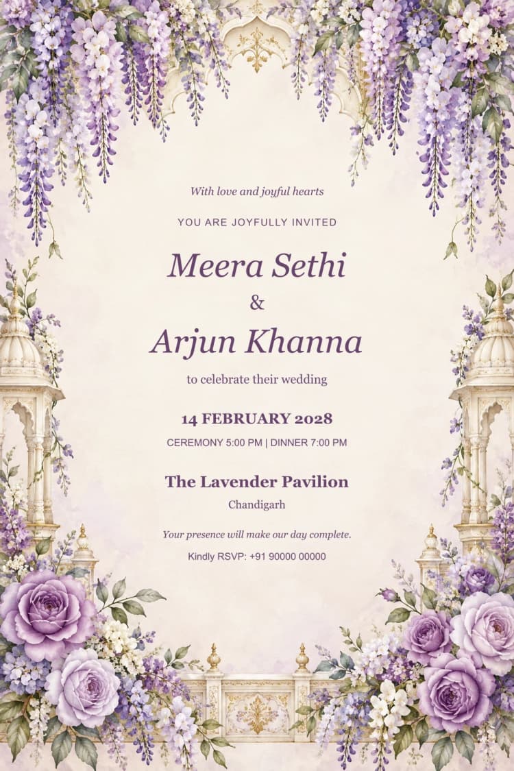 Lavender Vows Floral Wedding Invitation