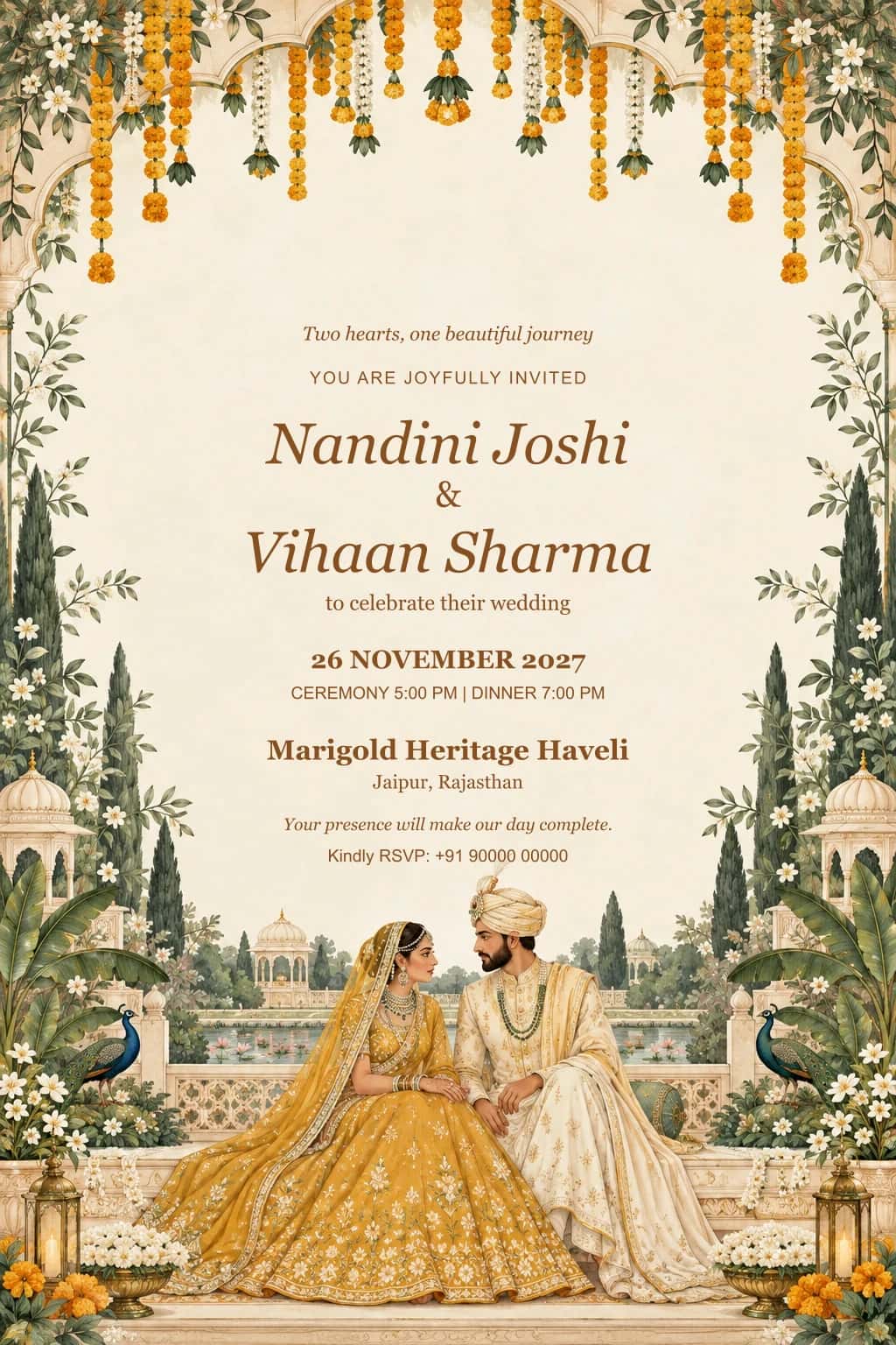 Marigold Courtyard Couple Wedding Invitation