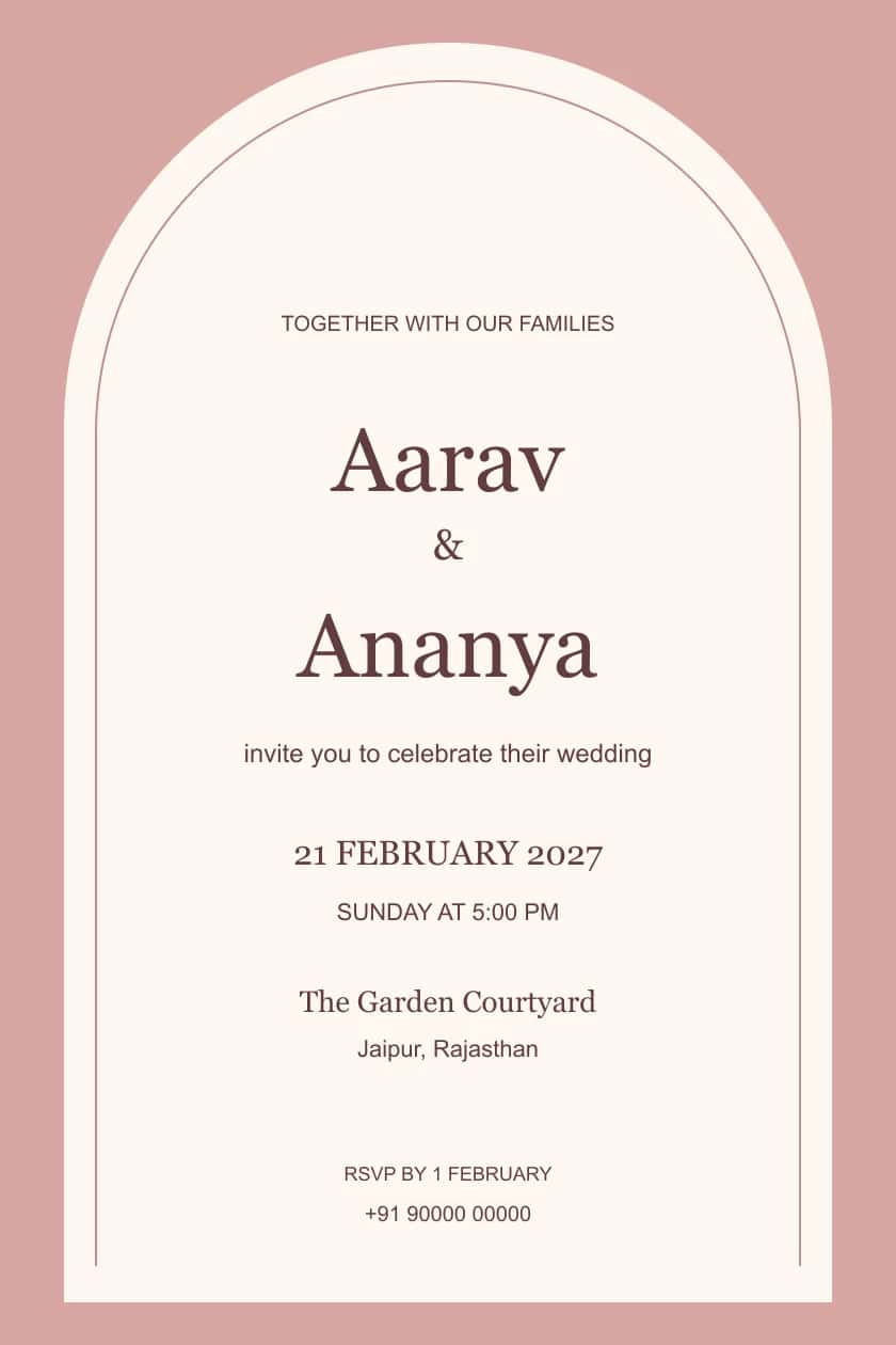 Modern Blush Double Arch Wedding Invitation