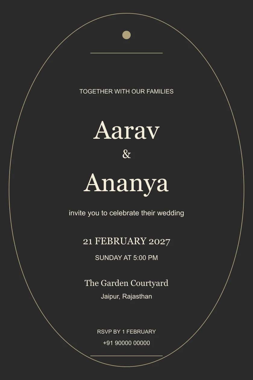 Modern Charcoal Orbit Wedding Invitation