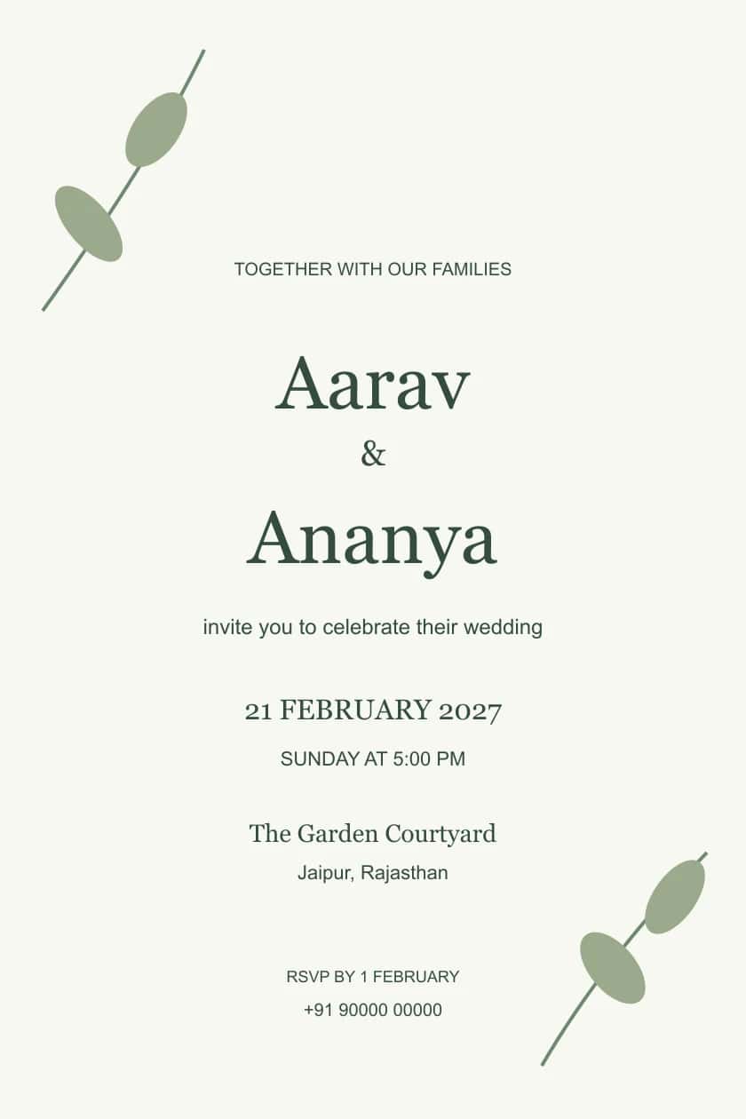 Modern Eucalyptus Corner Wedding Invitation