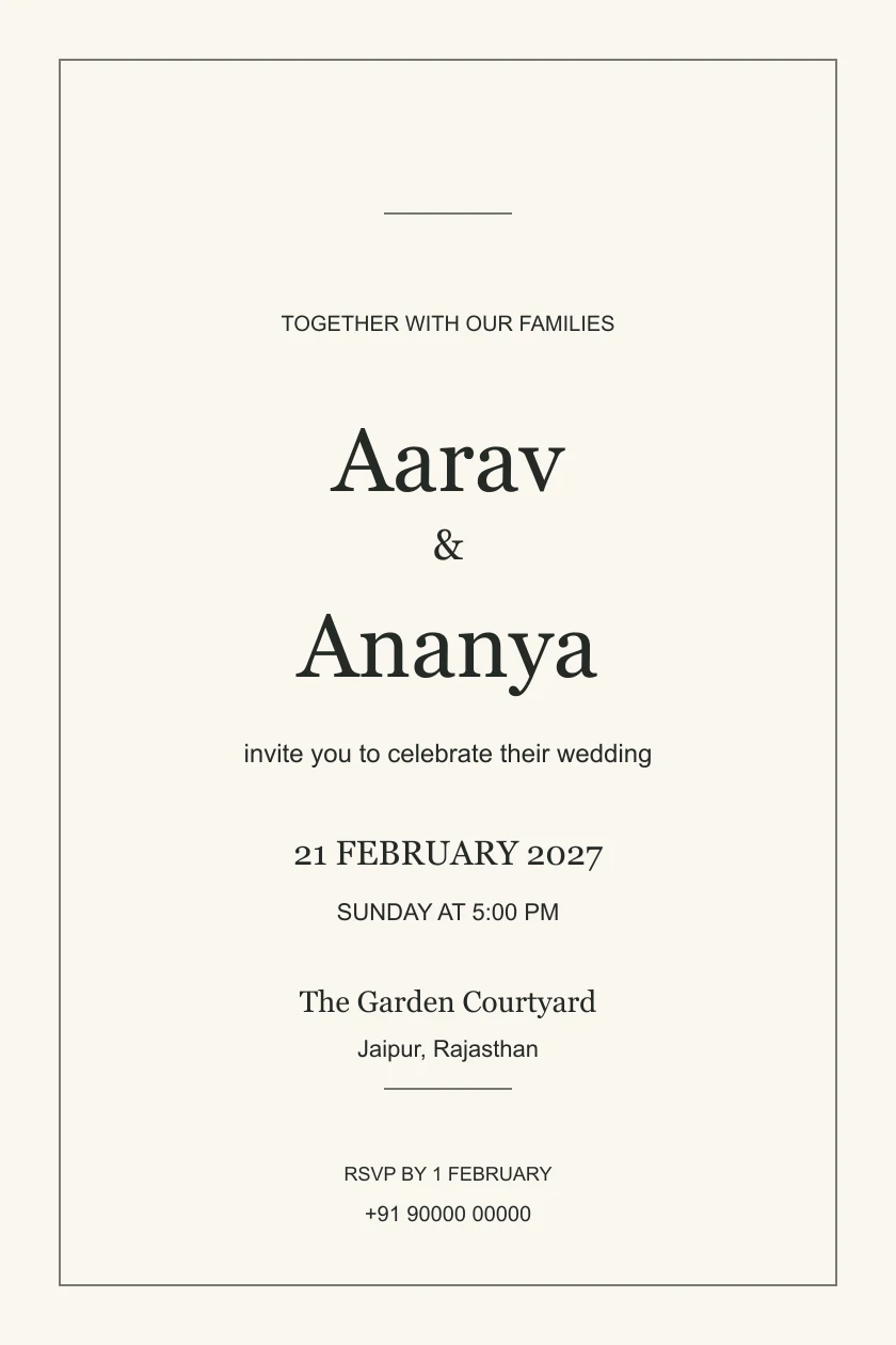 Modern Ivory and Charcoal Wedding Invitation