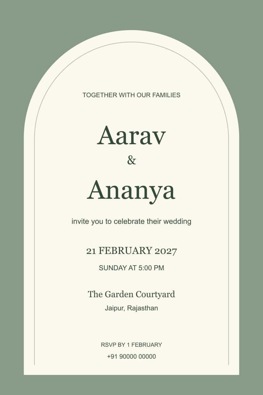 Modern Sage Arch Wedding Invitation