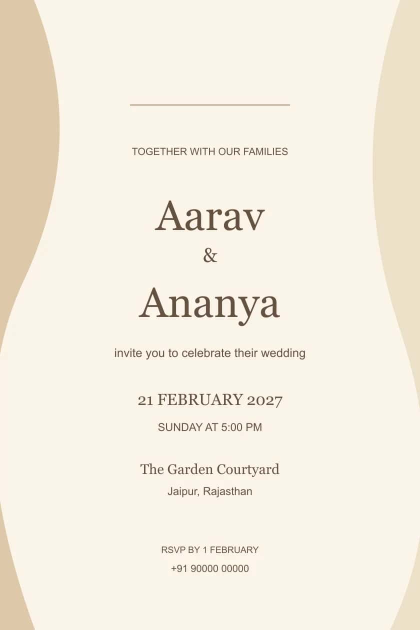 Modern Sand Wave Wedding Invitation