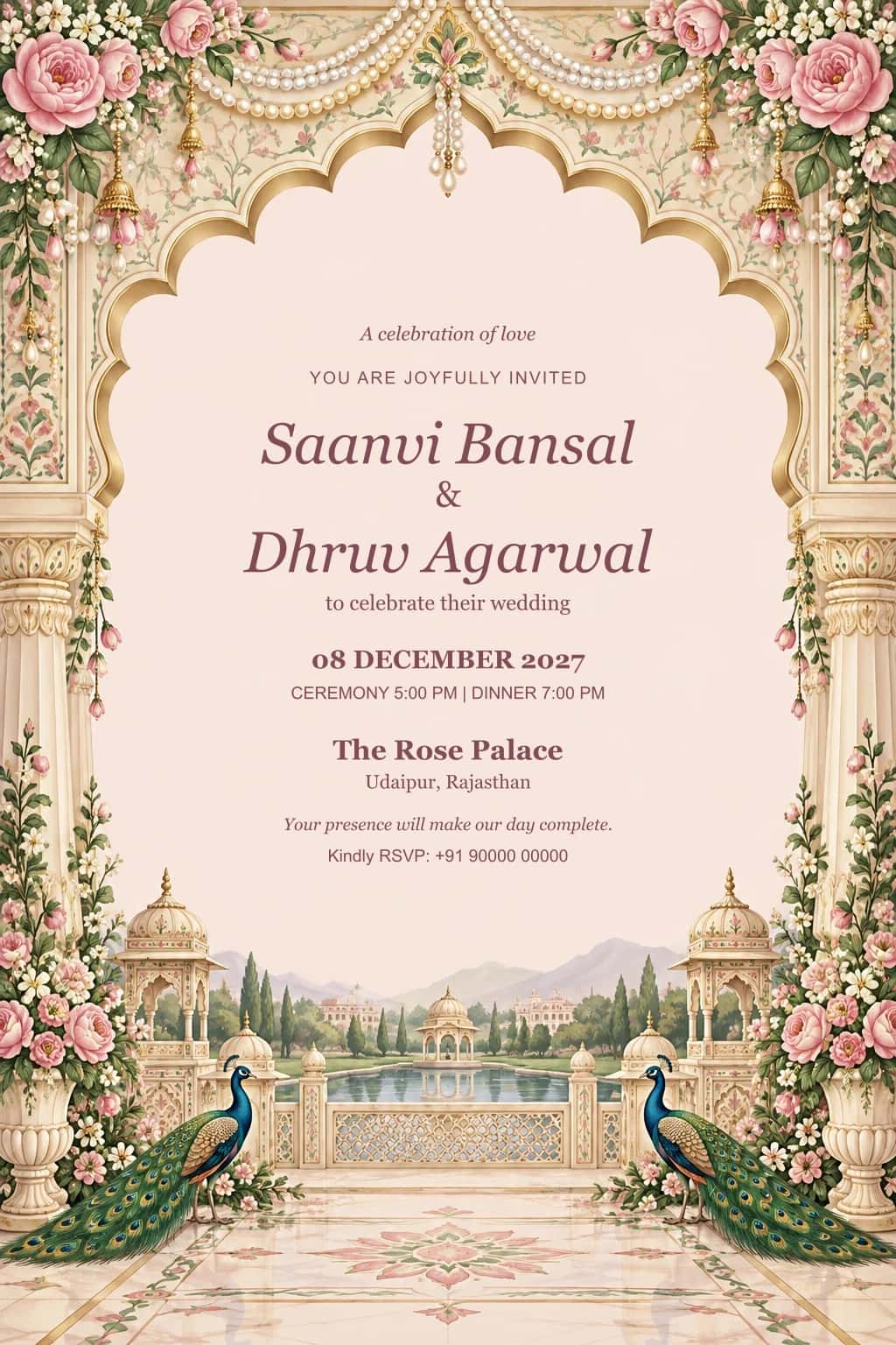 Rose Palace Pearl Wedding Invitation
