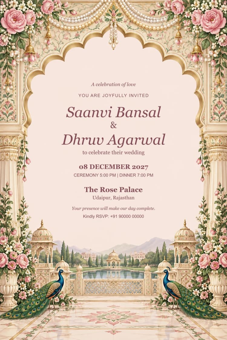 Rose Palace Pearl Wedding Invitation