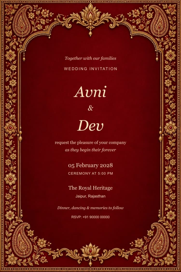 Royal Ruby Heritage Wedding Invitation