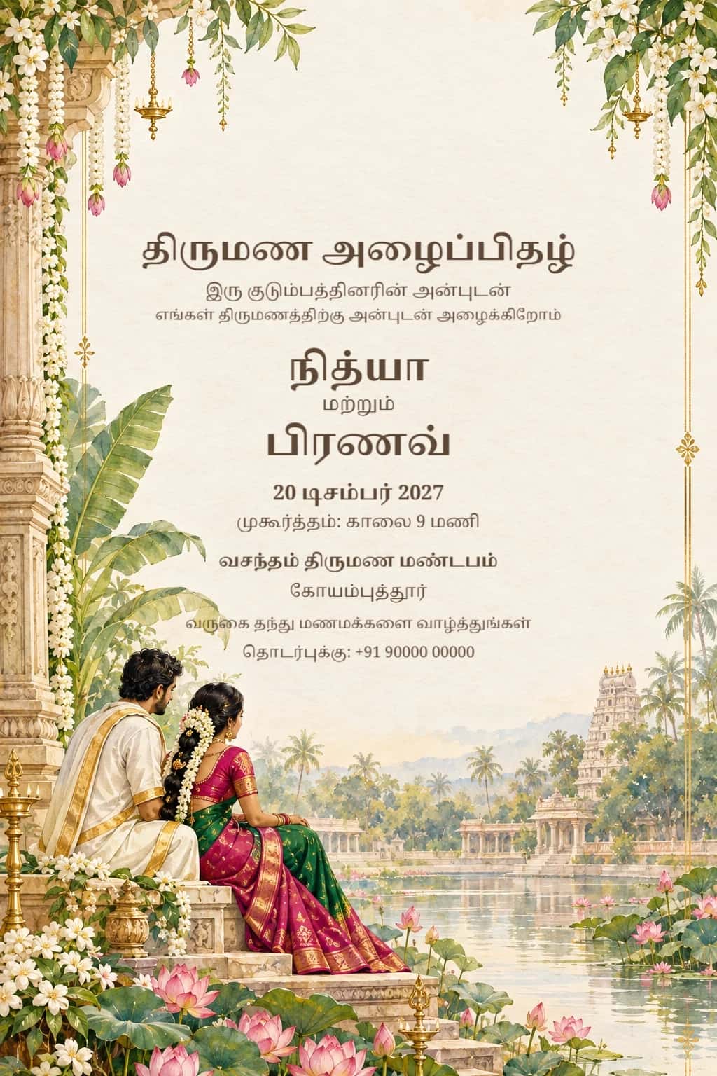 Tamil Tamil Bridal Garden Wedding Invitation