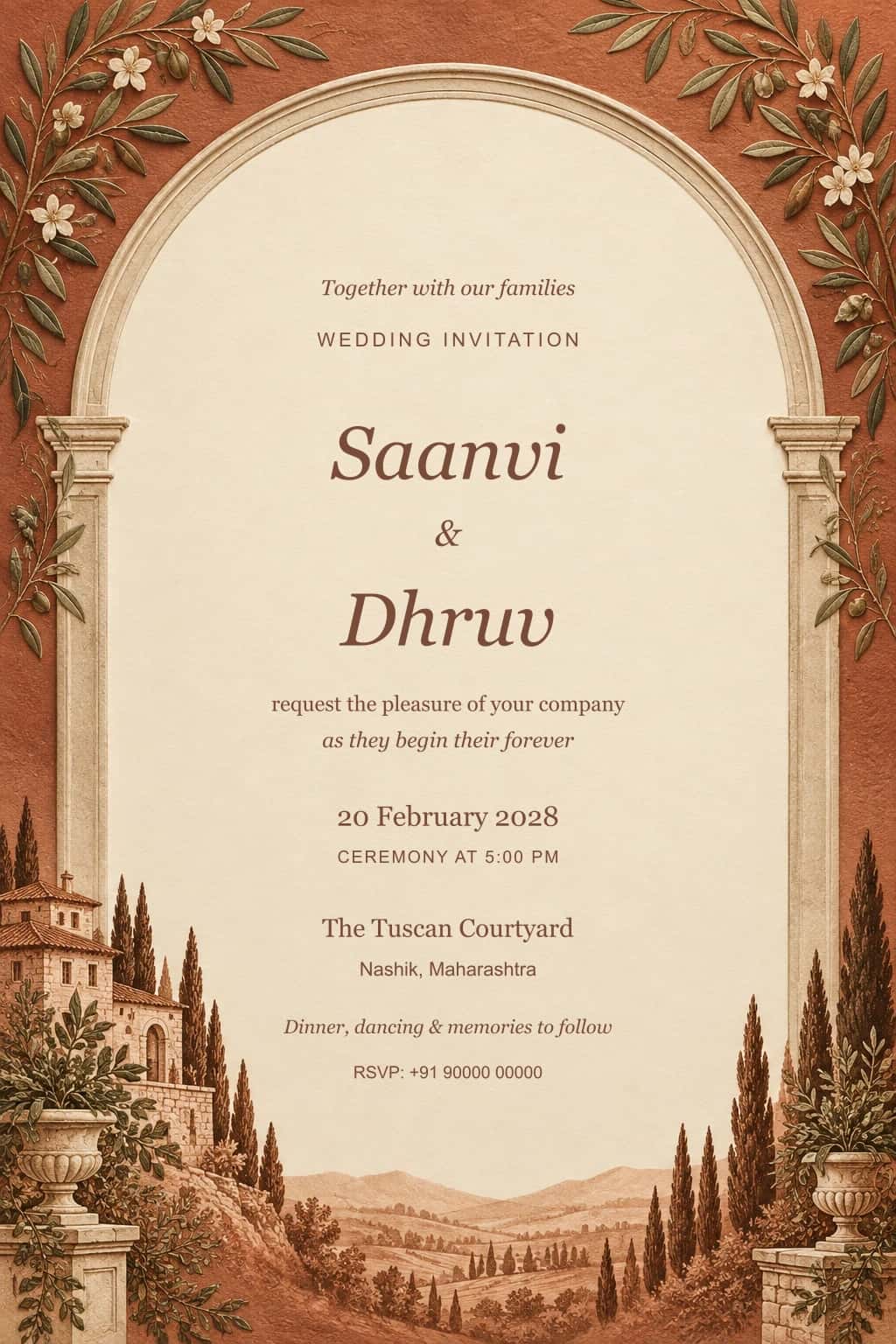Terracotta Tuscan Estate Wedding Invitation
