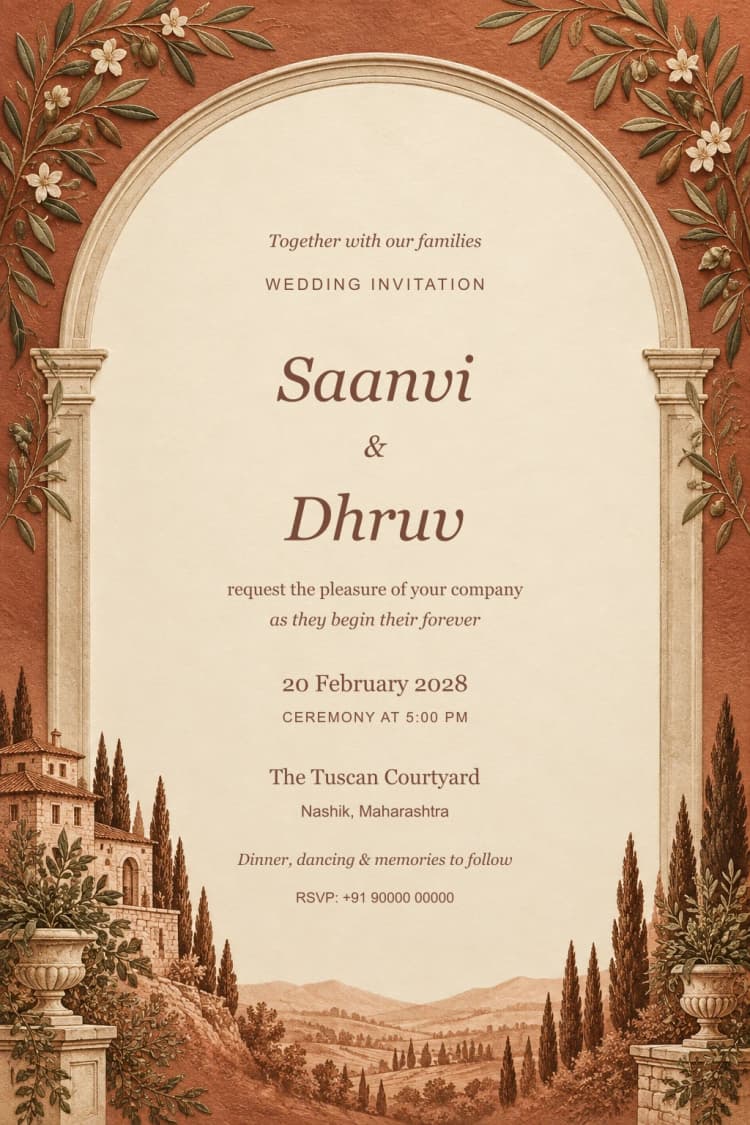 Terracotta Tuscan Estate Wedding Invitation