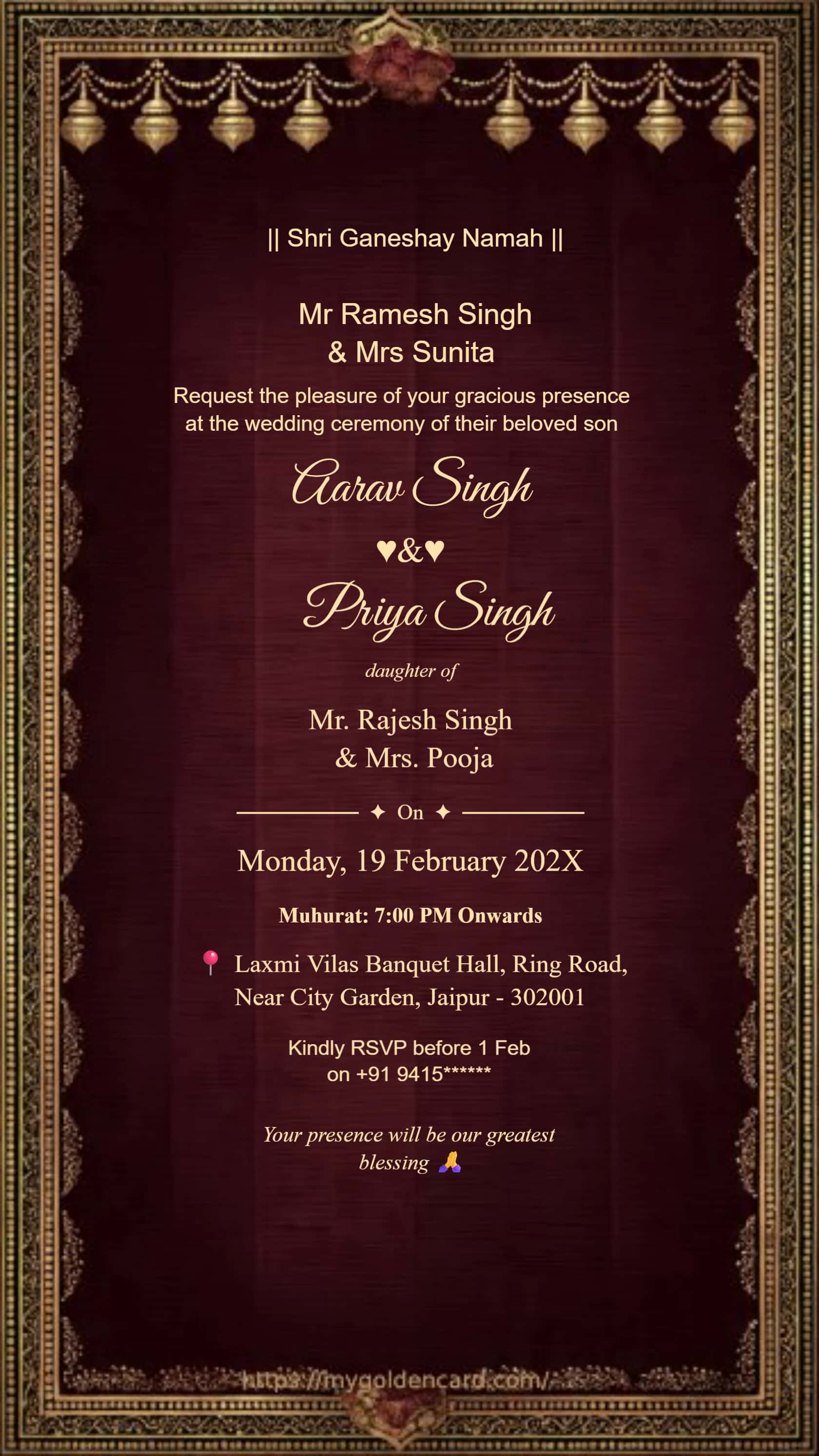 Traditional Wedding Invitation Card