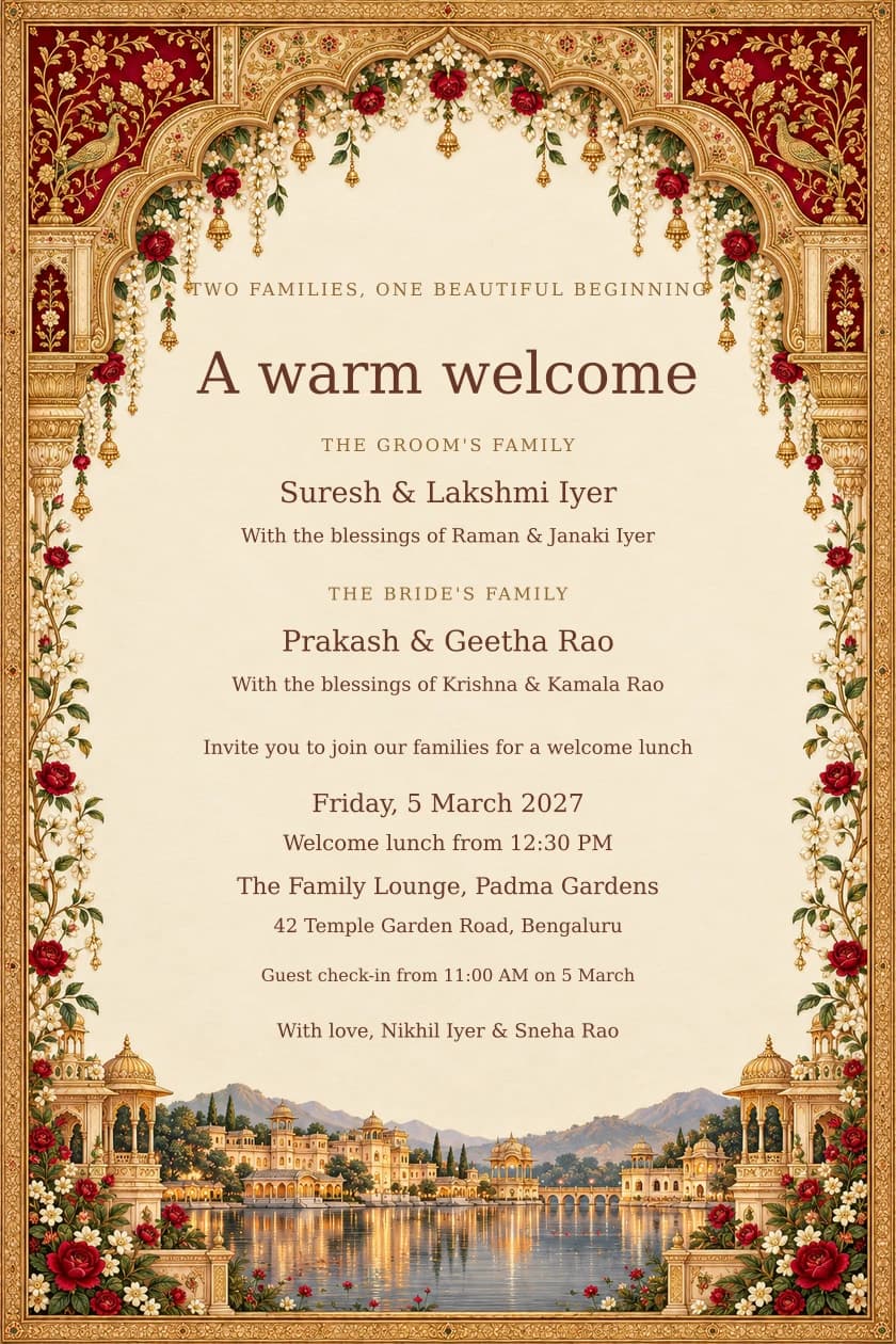 Maroon Durbar: Family & welcome